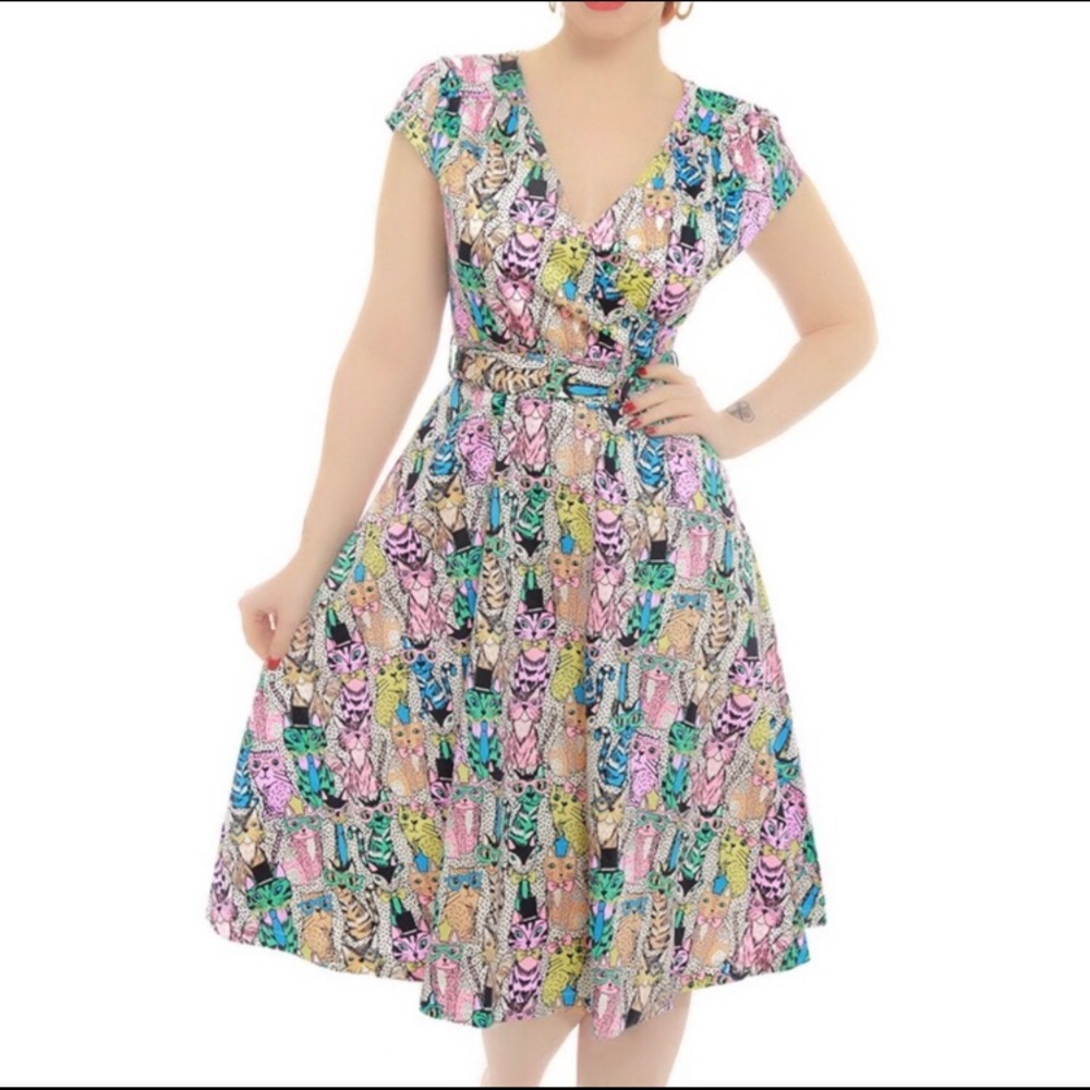 Lindybop cat print dress